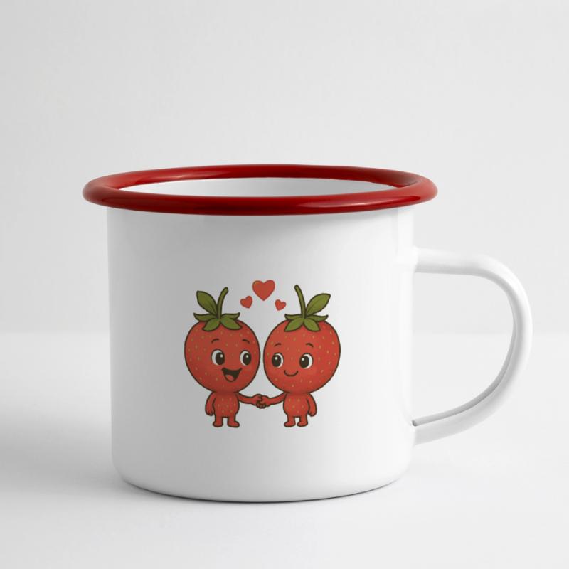 Fraises avec cœurs Tasse émaillée