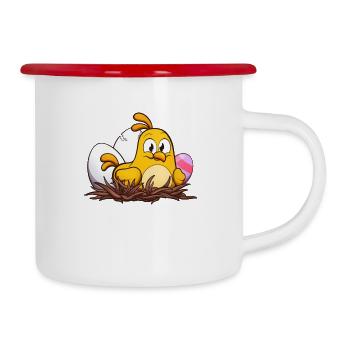 Cute Little Easter Chick In Nest - Camper Mug - white/red - Right
