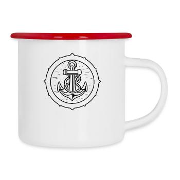Anker Boot Schiff Nautik - Emaille-Tasse - Weiß/Rot - Rechts