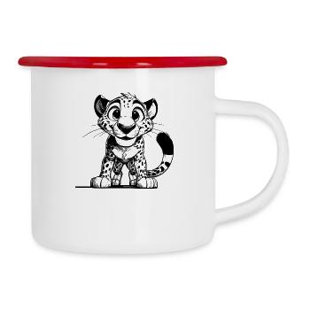 Süsser Leopard Kulleraugen König der Steppe - Emaille-Tasse - Weiß/Rot - Rechts