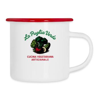 La Puglia Verde Chemise Végétarienne Rétro - Tasse émaillée - blanc/rouge - Droite