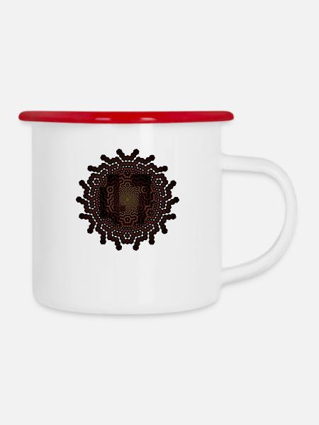 47 - Emaille-Tasse - Weiß/Rot