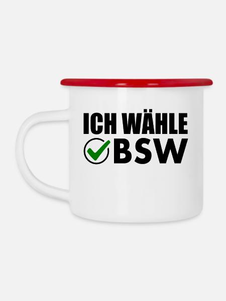 ich wähle bsw - Emaille-Tasse - Weiß/Rot