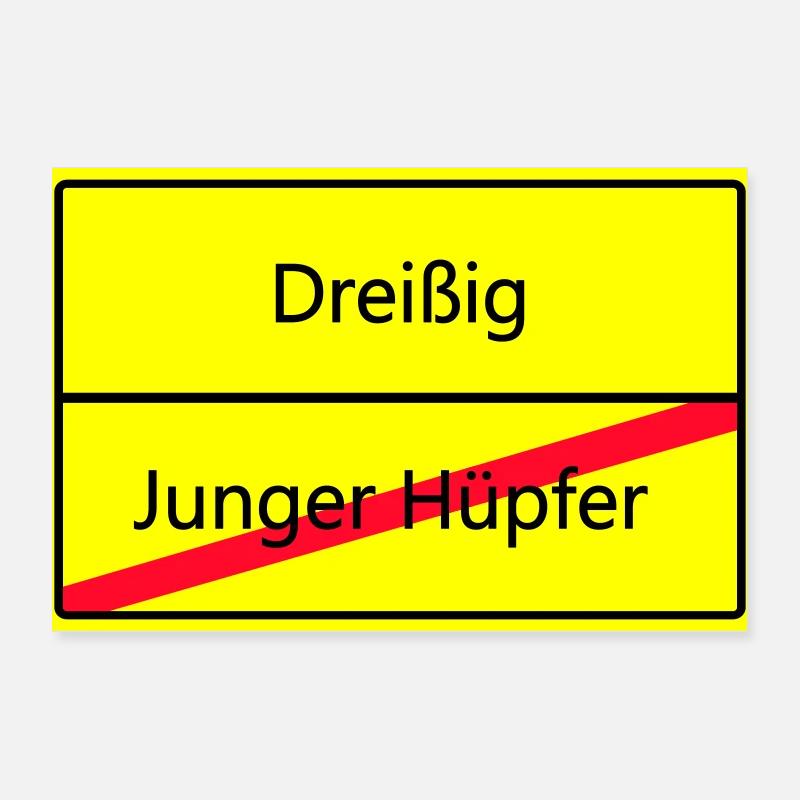 Warnschild Humor: Junger Hüpfler Poster 90x60 cm