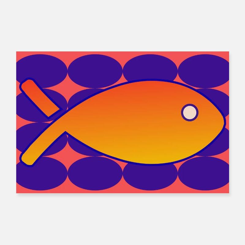 POISSON - Poster 90 x 60 cm - blanc