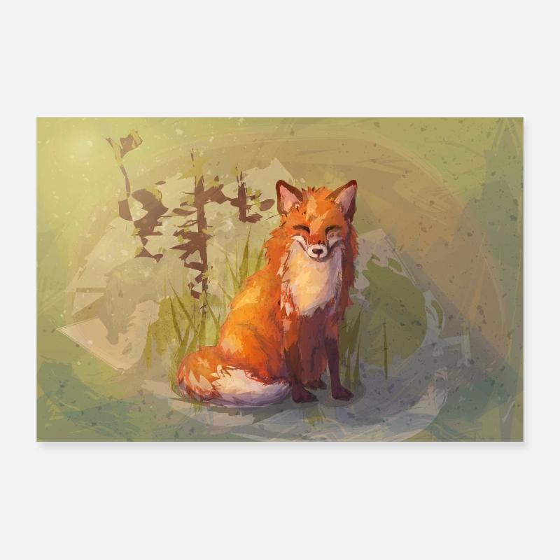 Autumn Fox Poster Poster 36" x 24" (90x60 cm)