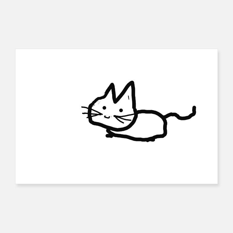 Cadeau chat chat - Poster 90 x 60 cm - blanc