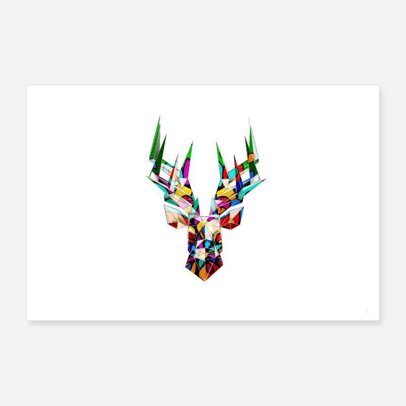 Reindeer / deer in vector / polygon style with mandala Poster 36" x 24" (90x60 cm)