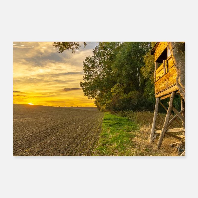 Chasse au coucher du soleil Poster 90 x 60 cm