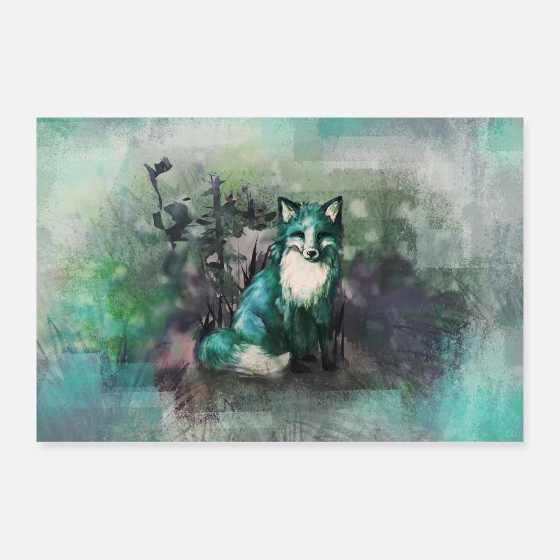 blue Herbstfuchs Poster 90x60 cm