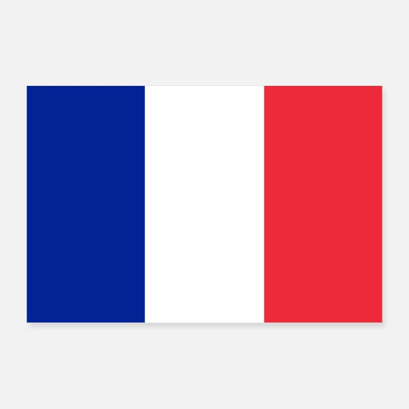 France drapeau tricolore Paris Nice Lyon - Poster 90 x 60 cm - blanc
