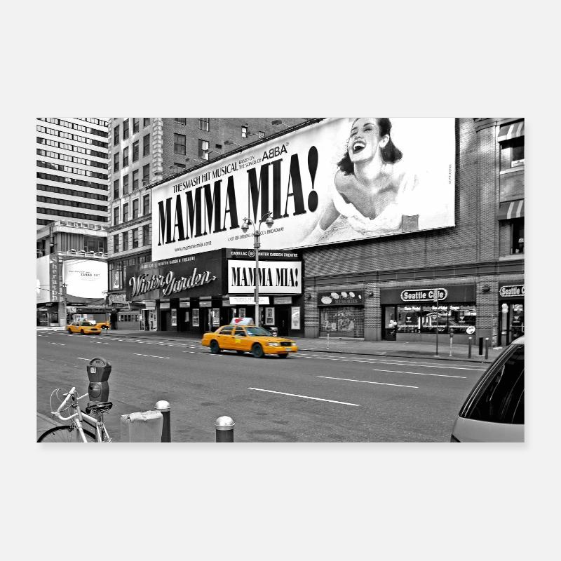 NYC Yellow Cabs Evening Show - Affiche Poster 90 x 60 cm