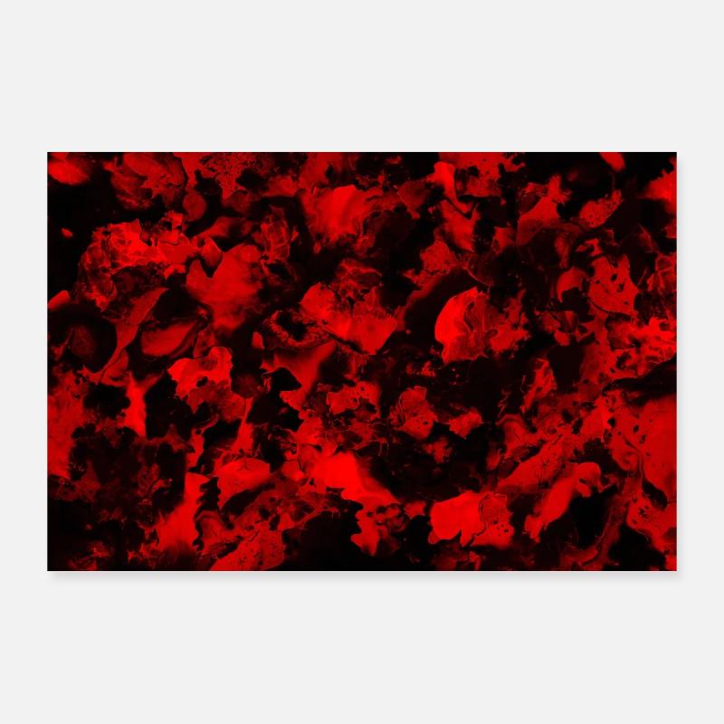 Rosso nero - Inchiostro rosso e nero, arte astratta. Poster 90x60 cm