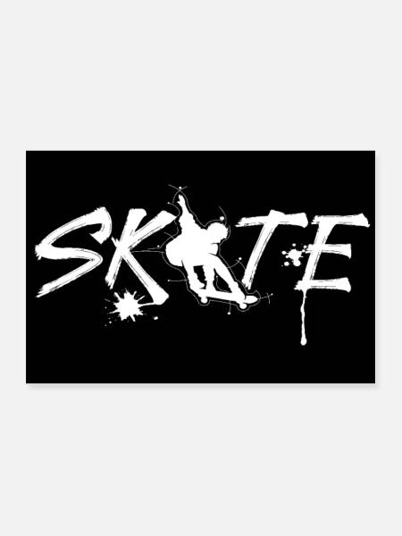 Skateboard Skating Fun Skater Sport Poster - Poster 36" x 24" (90x60 cm) - white - Front