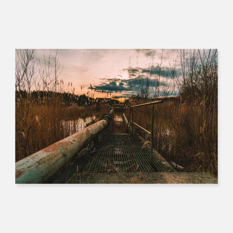 Coucher de soleil à Lost Place Poster 90 x 60 cm