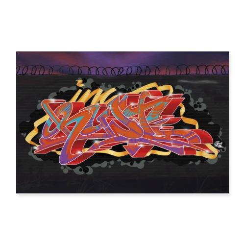 Rusty Rust Graffiti Night - Poster 90x60 cm
