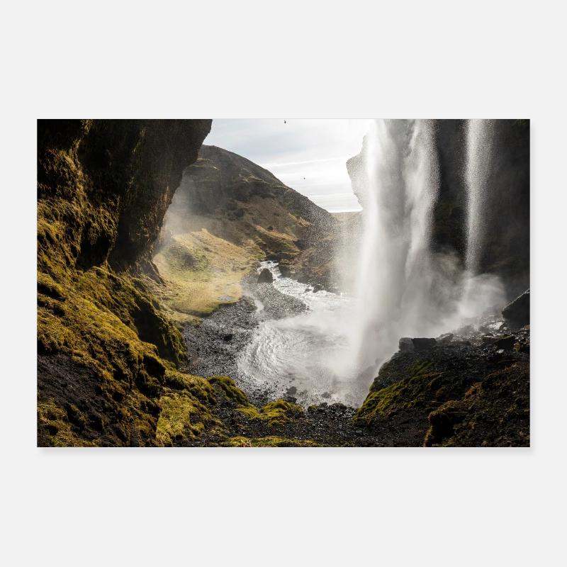 Cascade de Kvernufoss, Islande Poster 90 x 60 cm