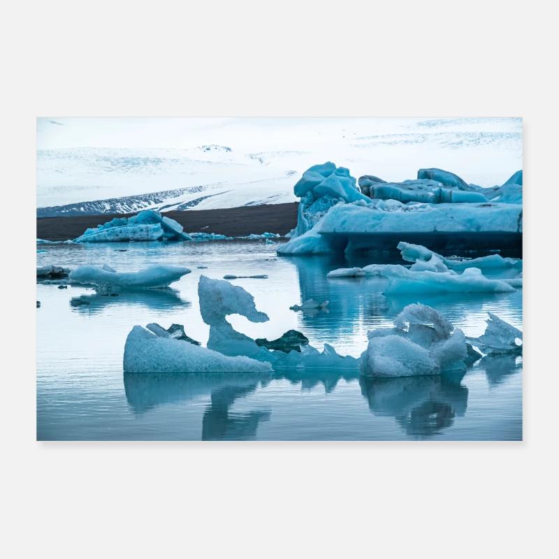 Floating ice in Jökulsarlon Glacier Lagoon Iceland Poster 36" x 24" (90x60 cm)
