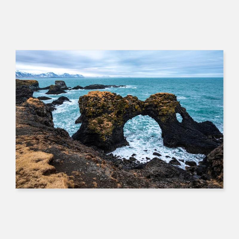 Rock gate at Arnarstapi, Iceland - Poster 36" x 24" (90x60 cm) - white