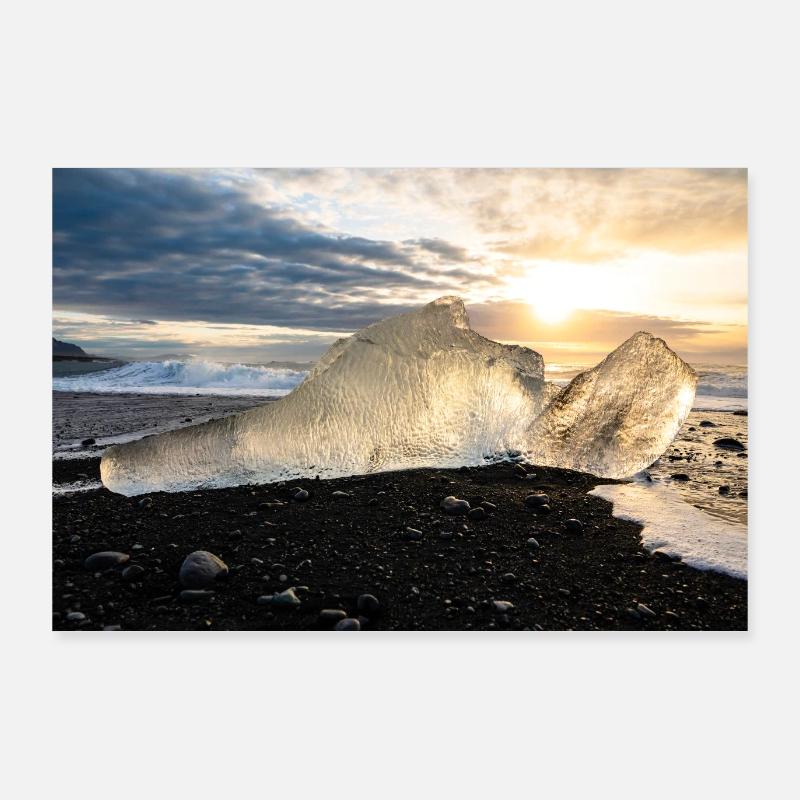 échoué à Diamond Beach, Islande Poster 90 x 60 cm