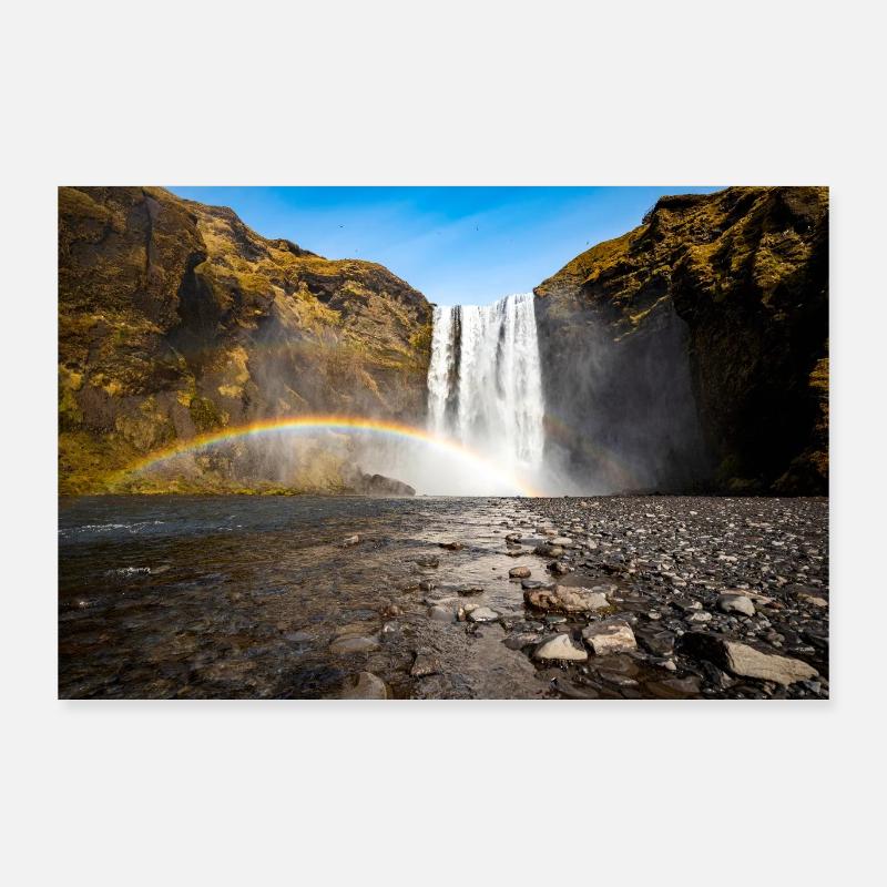 Cascade de Skogafoss en Islande Poster 90 x 60 cm