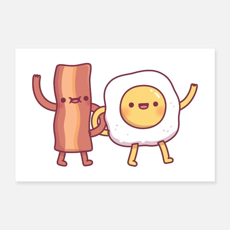 Mignon bacon et œuf meilleurs amis Poster 90 x 60 cm