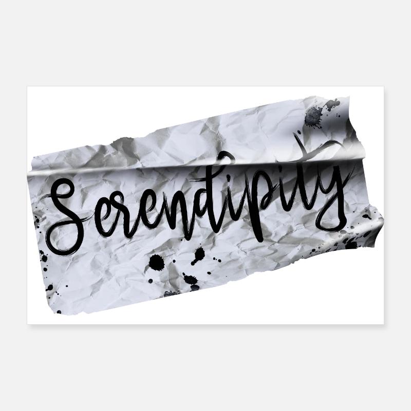 Serendipity / heureux hasard papier noir et blanc Poster 90 x 60 cm