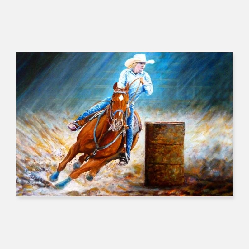 BARREL RACING MÄDCHEN Poster 90x60 cm