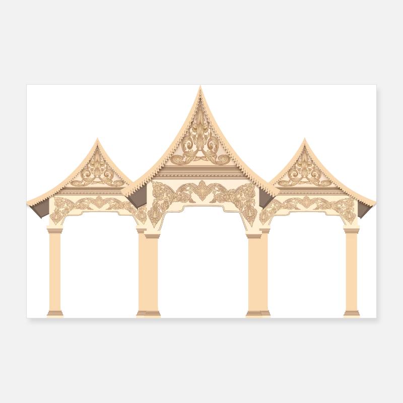 Porte Temple aux decors khmer Poster 90 x 60 cm