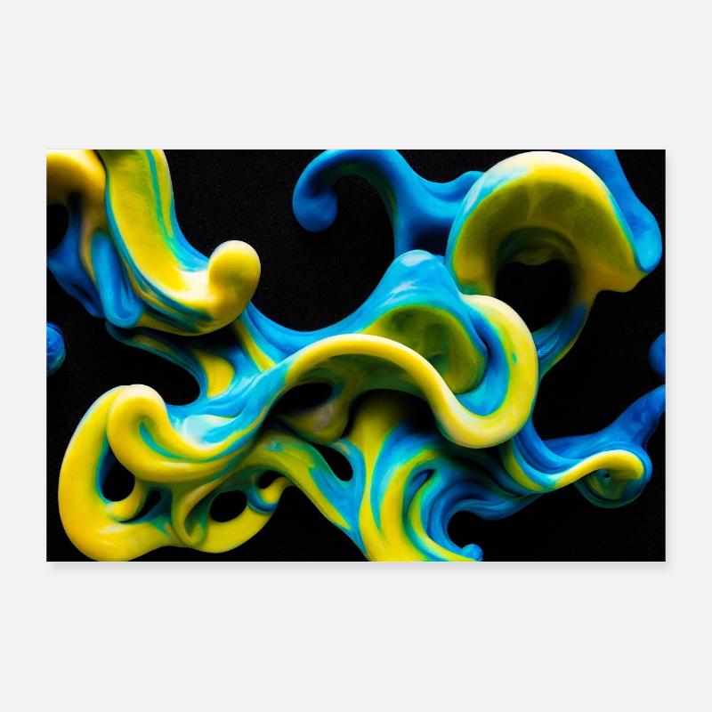 Abstrakte Fluide Formen - Digitale Kunst - Poster 90x60 cm - Weiß