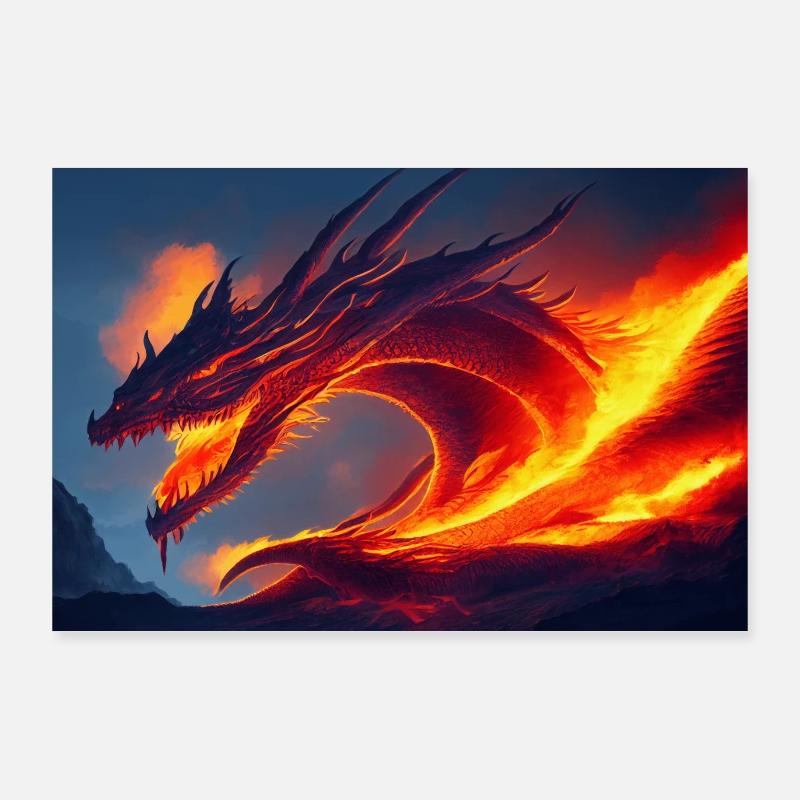 Flaming Dragon Poster 36" x 24" (90x60 cm)