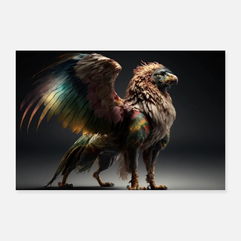 Drøm om griffin - Poster 90x60 cm - hvid