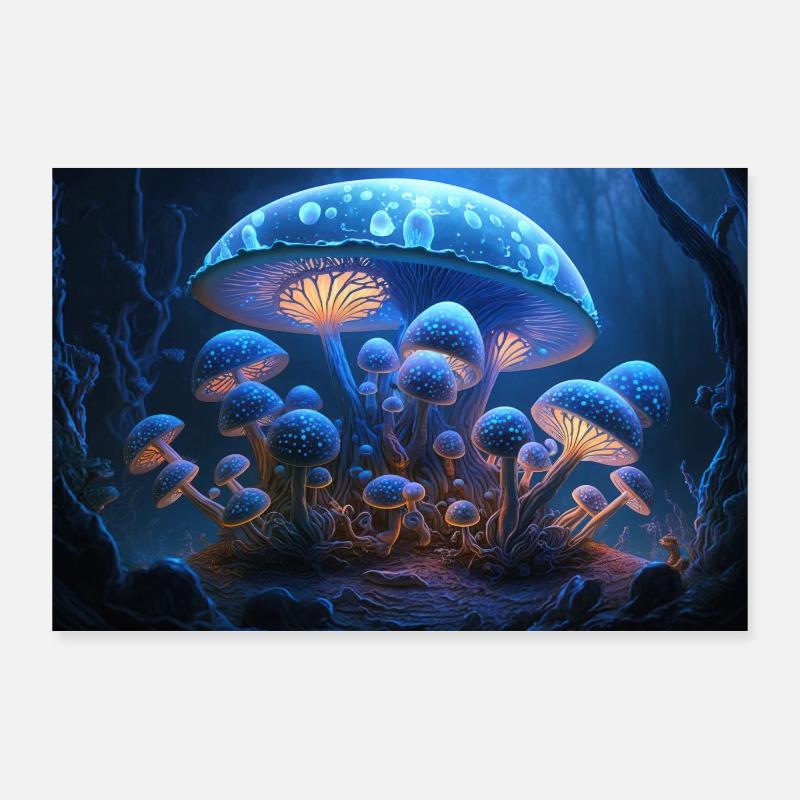 Ville champignon Poster 90 x 60 cm