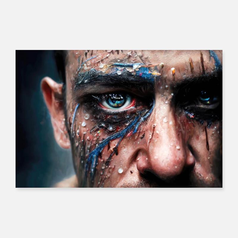 Disturbing man's face Poster 36" x 24" (90x60 cm)