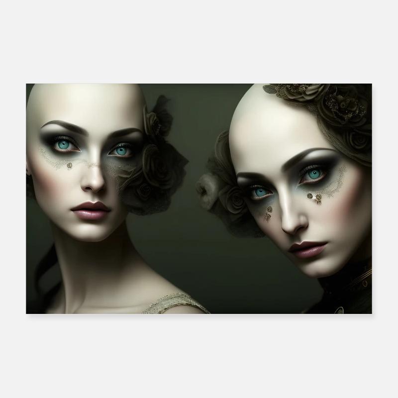 Gothic Steampunk Frauen Poster 90x60 cm