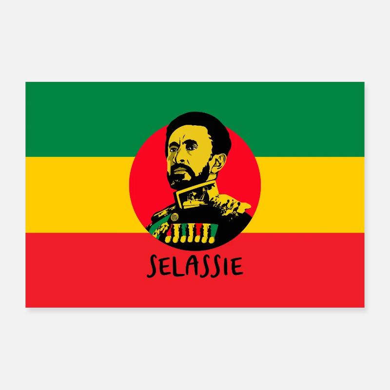 DRAPEAU REGGAE - HAILÉ SÉLASSIÉ - JAH RASTAFARI Poster 90 x 60 cm