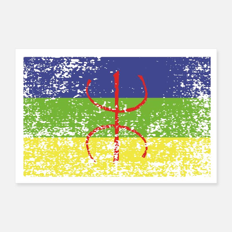 design original drapeau amazigh - Poster 90 x 60 cm - blanc