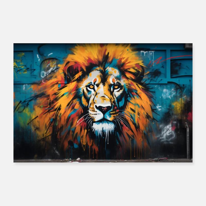 Löwe Straßenkunst Poster 90x60 cm
