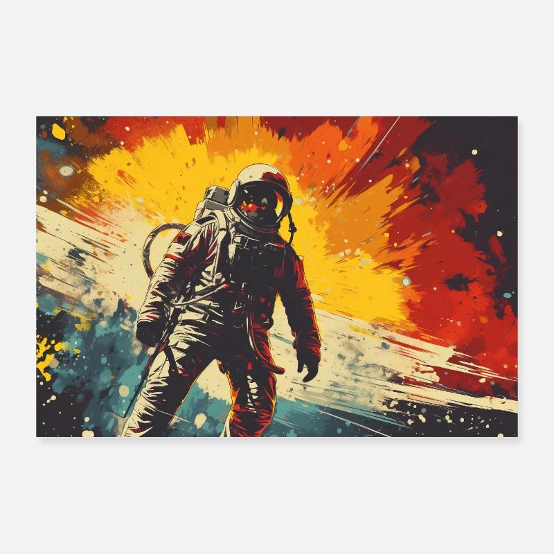 Astronaut Spaceman Galaxy Colorful Planner Star Rocket Poster 36" x 24" (90x60 cm)