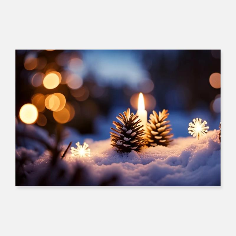 Weihnachtsstimmung im Wald - Poster 90x60 cm - Weiß