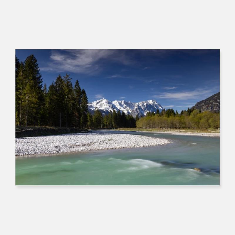Loisach mit Zugspitzblick Poster 90x60 cm