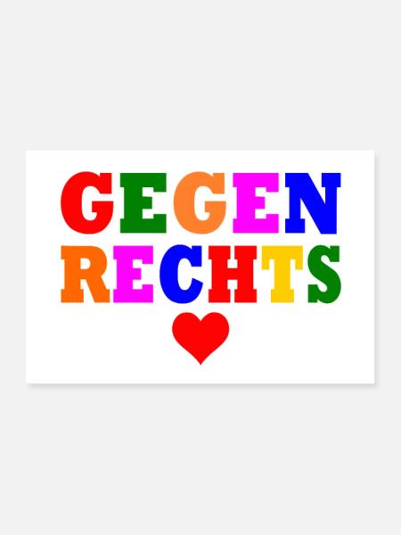 Gegen rechts - Poster 90x60 cm - Weiß
