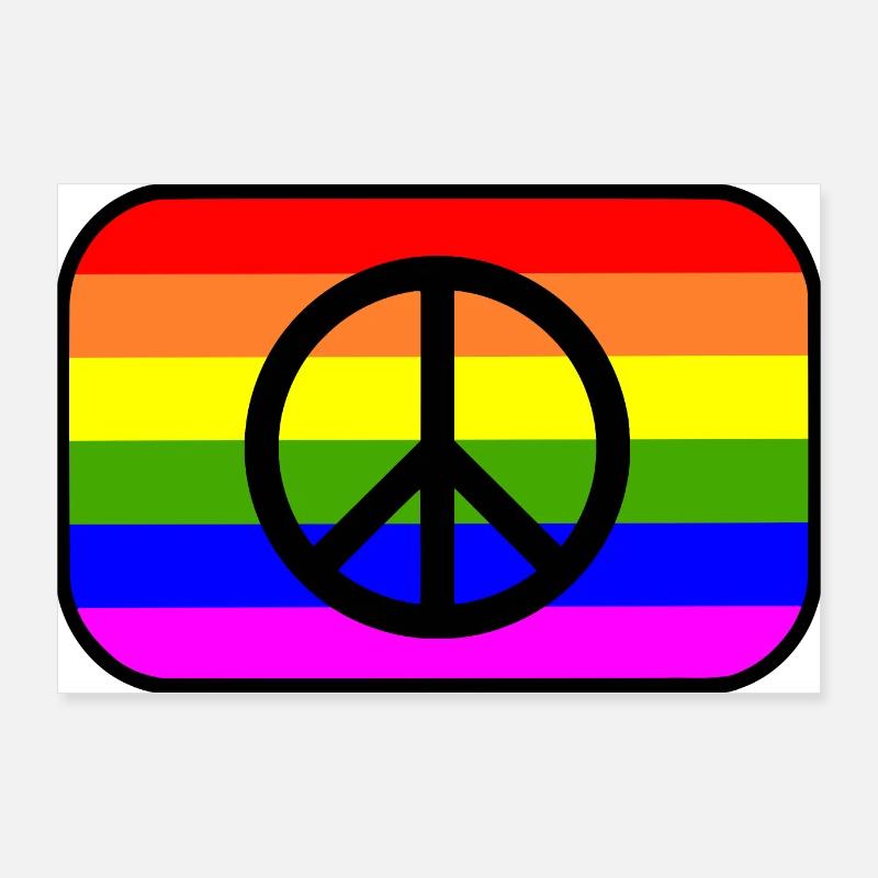 Peacezeichen auf LGBT Regenbogenfahne Poster 90x60 cm