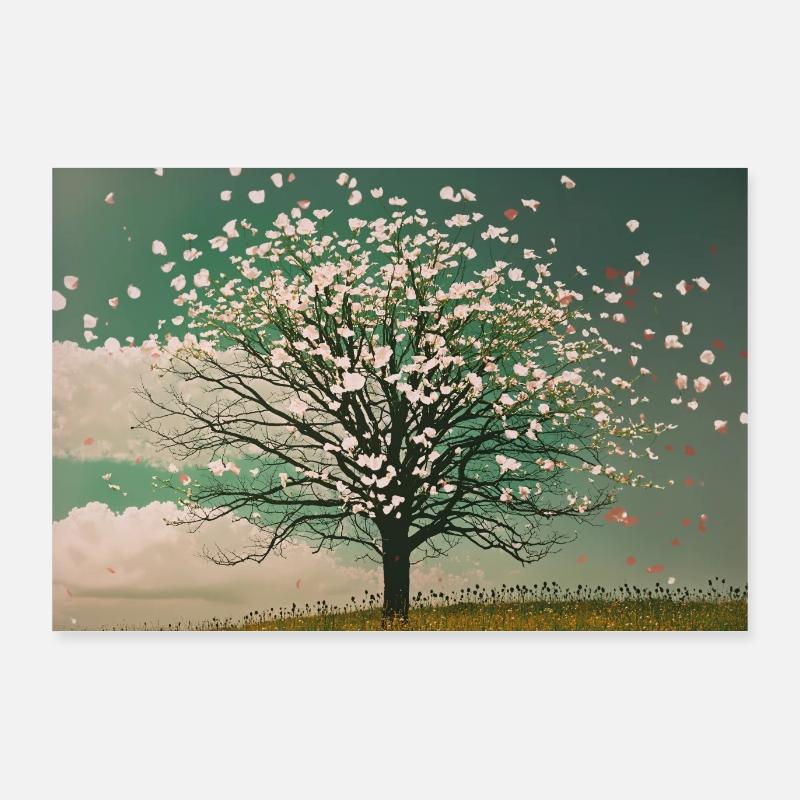 Paysage #003 Arbre Fleuri Poster 90 x 60 cm