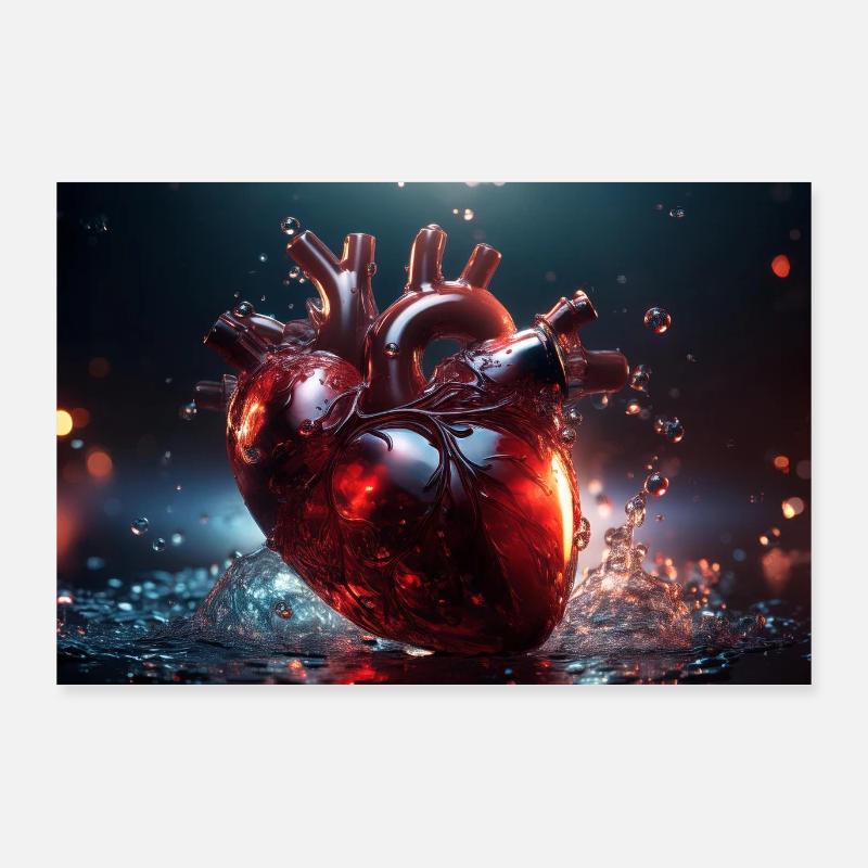 Herz aus Glas Poster 90x60 cm
