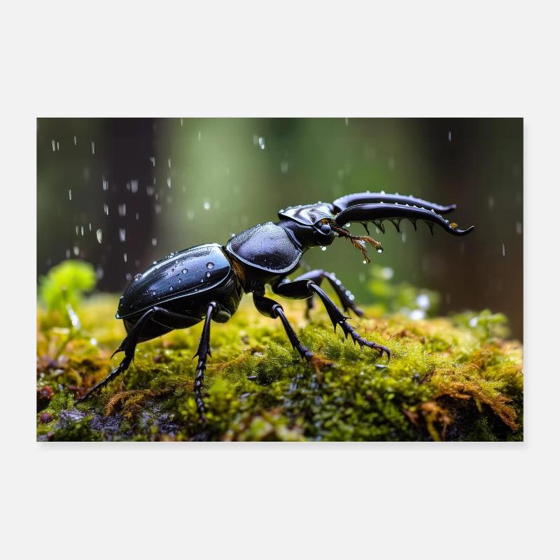 Stag in the rain Poster 36" x 24" (90x60 cm)