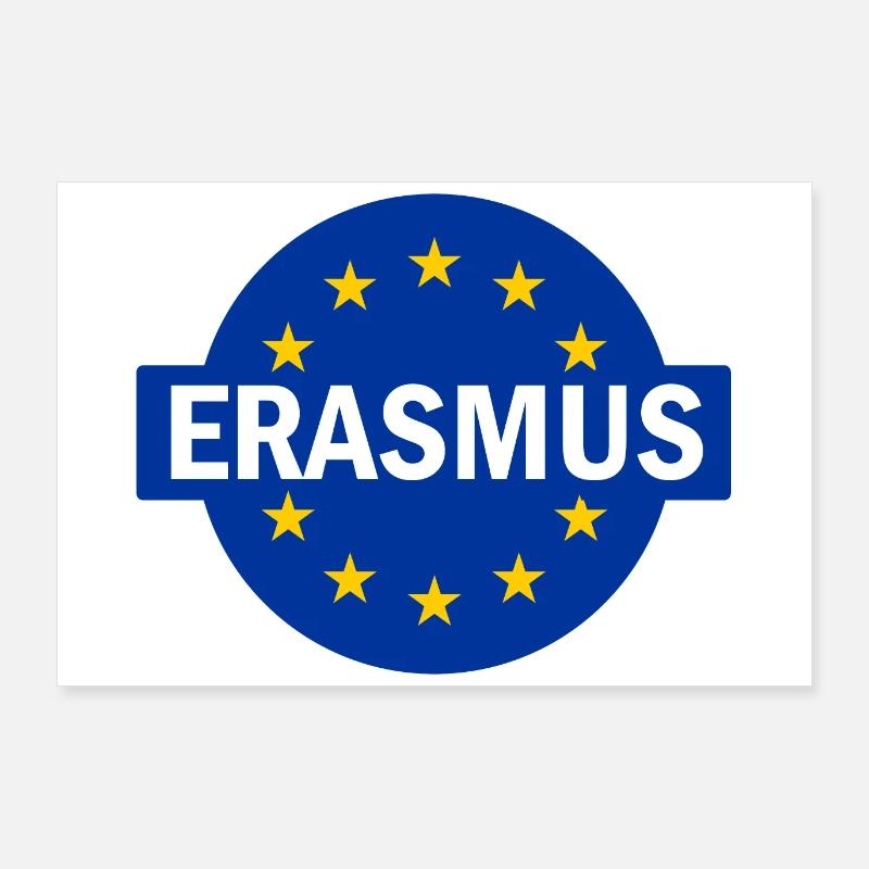 Erasmus Design with EU Flag Poster 36" x 24" (90x60 cm)