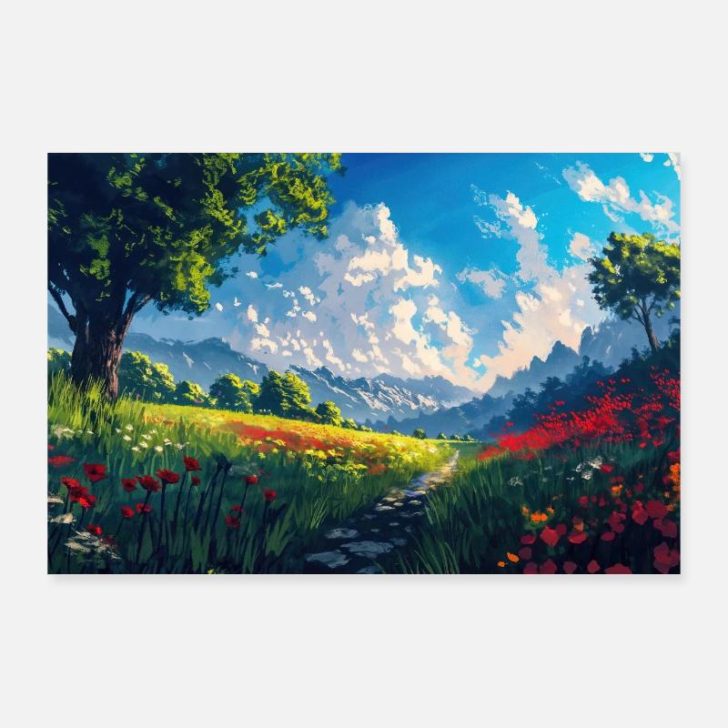 Poster Illustration Paysage de Nature Poster 90 x 60 cm