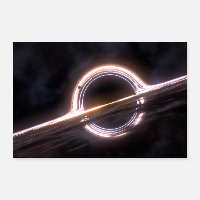 Schwarzes Loch Black Hole Sci-Fi Bild 2 - Poster 90x60 cm - Weiß