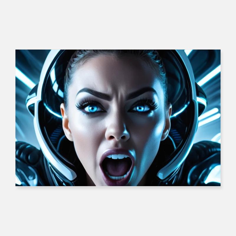 Screaming Astronaut Babe Poster 36" x 24" (90x60 cm)